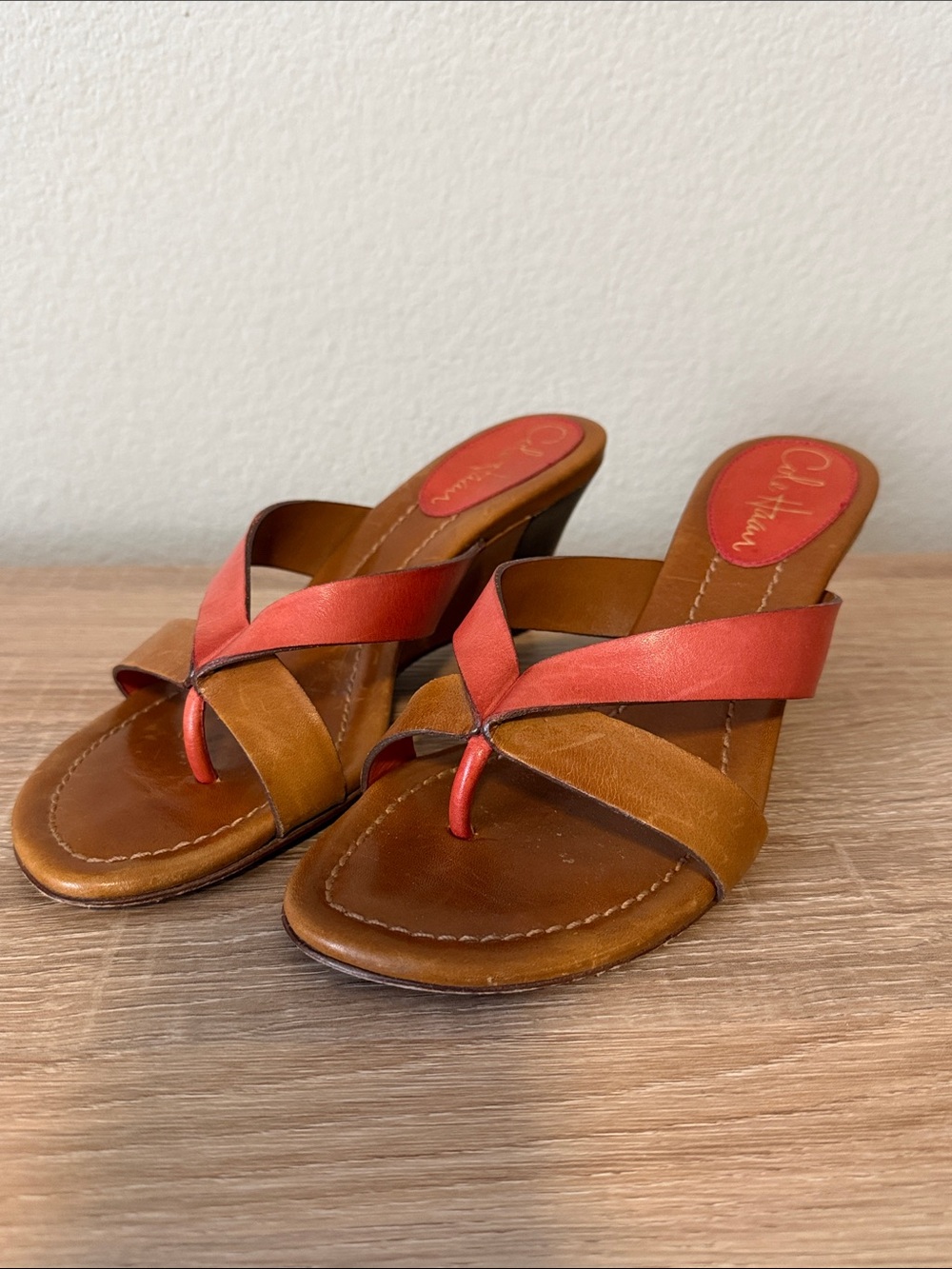Red and Brown Women’s Slide Sandals by Cole Haan